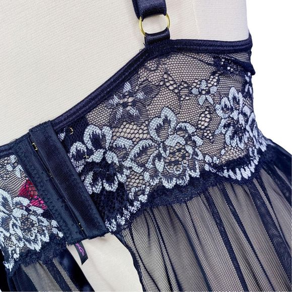Seven Til Midnight Cross Dye Lace & Mesh Babydoll / G-String Set - Size 3X - Picture 3 of 7
